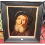 19th century continental school portrait of a bearded man, oil on canvas, indistinctly signed