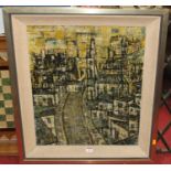 After Bernard Buffet - Townscape, oil, indistinctly signed Olere or Ozere lower right, 60x50cm