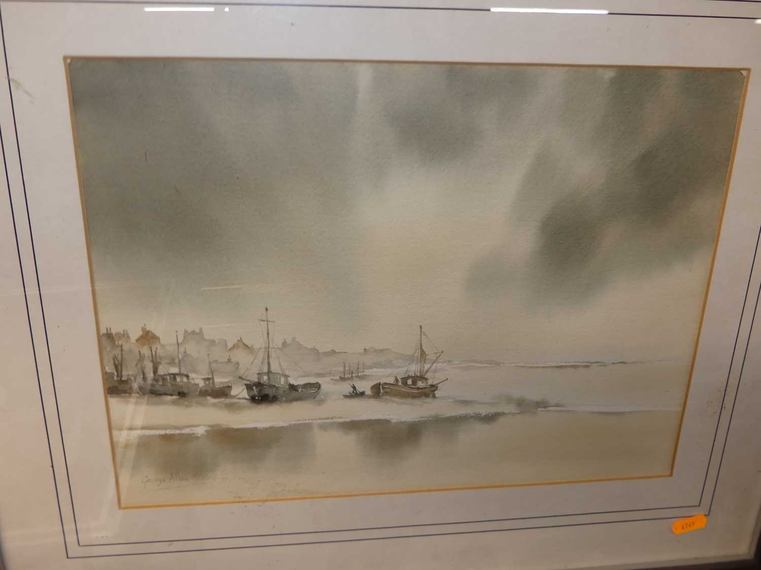 George Allen - Essex Bawleys Shrimping, watercolour, signed lower left, 27 x 37cm; and two others by - Image 4 of 7