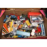 One tray containing a collection of mixed boxed and loose vintage diecast to include Corgi Toys,