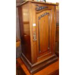 A late Victorian mahogany ledgeback single door bedside cupboard, width 44cm