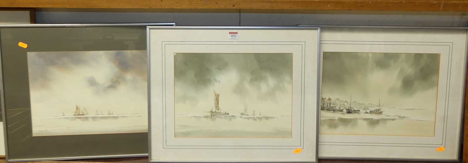 George Allen - Essex Bawleys Shrimping, watercolour, signed lower left, 27 x 37cm; and two others by