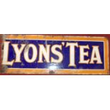 An enamel advertising sign for Lyons Tea, 30 x 86cm (with losses)