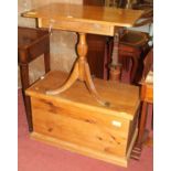 A reproduction mahogany low round cornered single drawer occasional table, width 78cm, together with