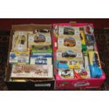 Two trays containing a collection of mixed boxed Corgi Classics and later playworn and some