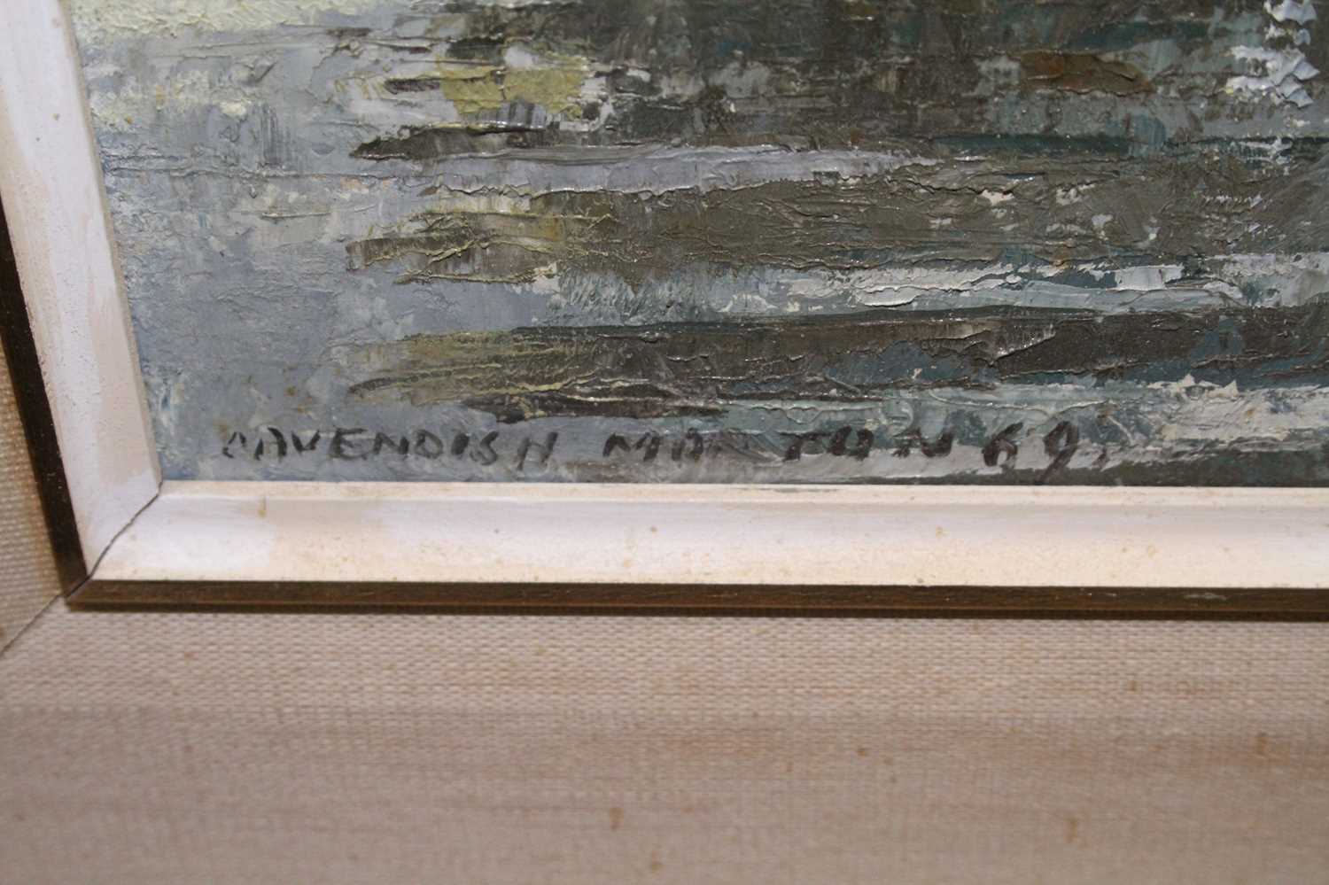 Cavendish Morton (1911-2015) - River landscape, oil on artist board, signed and dated lower left ' - Image 3 of 3
