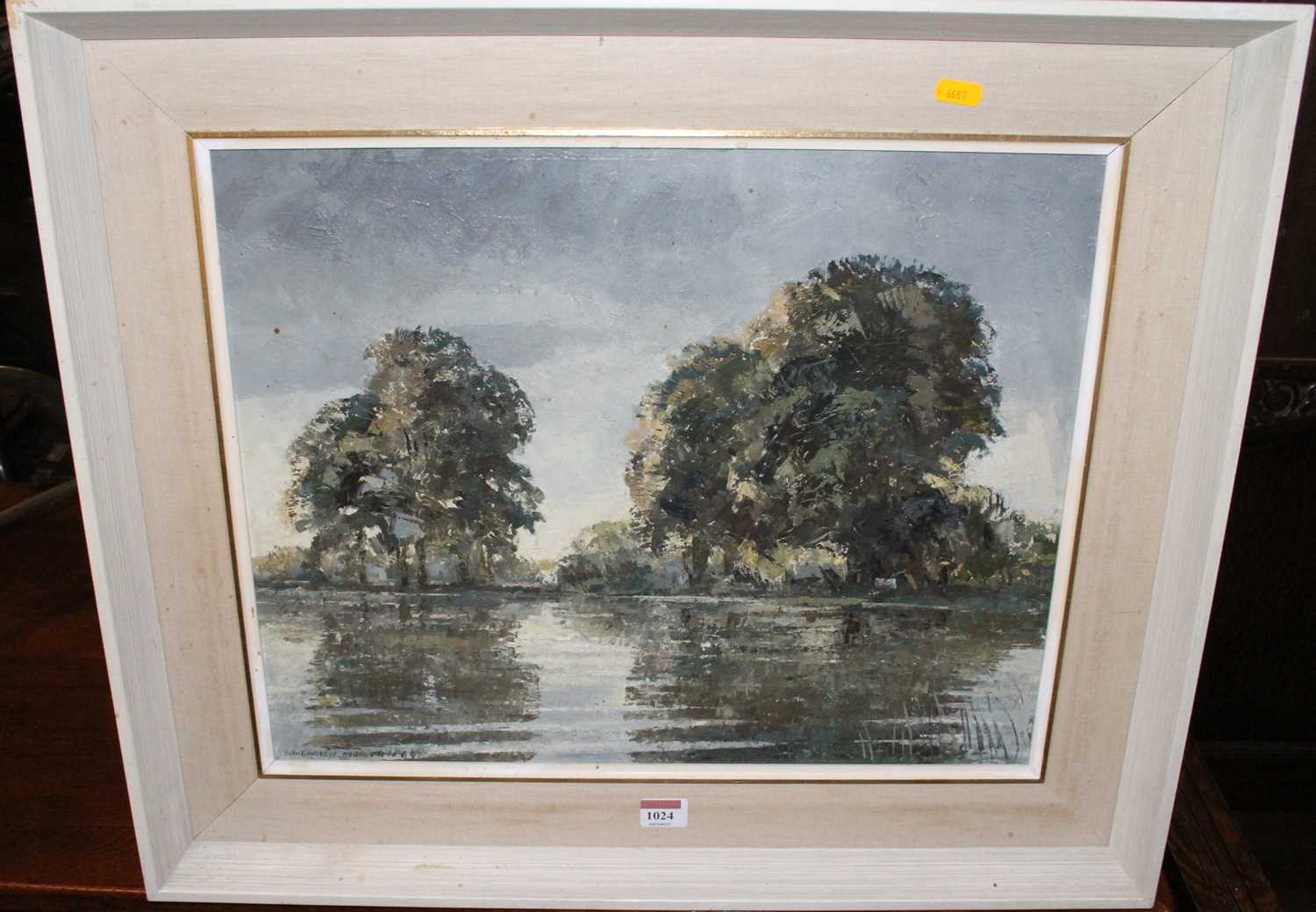 Cavendish Morton (1911-2015) - River landscape, oil on artist board, signed and dated lower left '