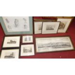 Assorted pictures and prints to include topographical etchings