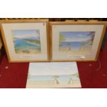 Christopher Bentley - Coastal scene, gouache, signed and dated 1999, 29 x 30cm; and two others by