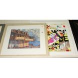 Mark Andrew Allen - lithograph, Mary Blackwell - Soufrieve Waterfront, lithograph, and three