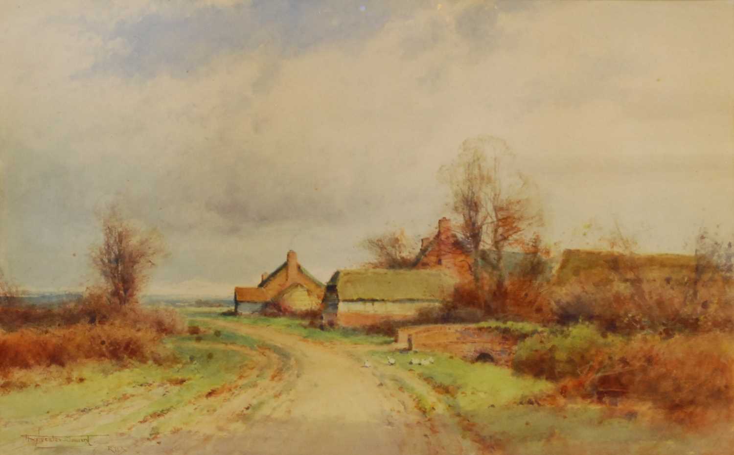 Henry John Sylvester Stannard (1870-1951) - The farm road, watercolour, signed lower left, 34 x