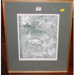 Dorothy Bordass (1905-1992) - The Conservatory, limited edition etching, numbered, titled and