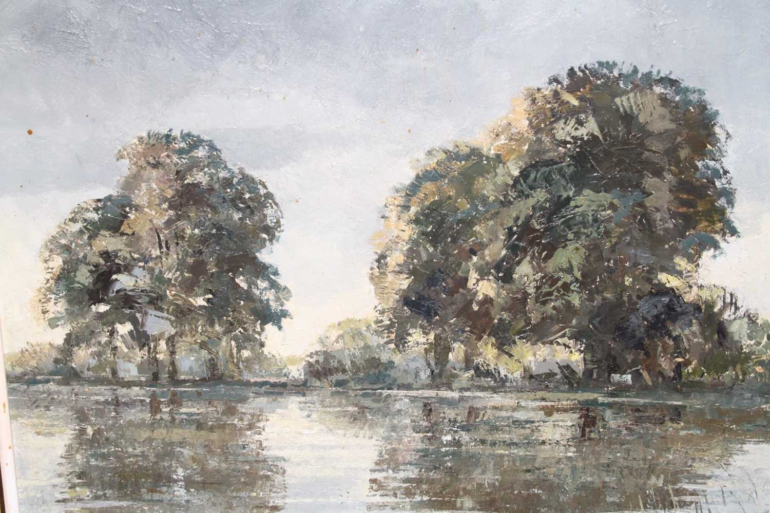 Cavendish Morton (1911-2015) - River landscape, oil on artist board, signed and dated lower left ' - Image 2 of 3