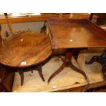 A 19th century mahogany raised square three-quarter gallery pedestal tripod occasional table,