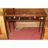 An early 20th century mahogany two-drawer side table, on square slightly tapering supports, width