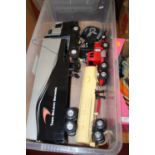One tray of radio controlled heavy haulage plastic and battery operated vehicles to include a Team