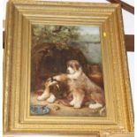 Edwin Frederick Holt (1830-1912) - St Bernards at Feeding Time, oil on canvas, signed and dated