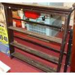 A 19th century stained oak three-tier Delft rack, width 116cm