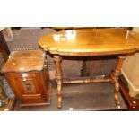 An Edwardian walnut coal purdonium, together with a Victorian walnut shaped top hall table on turned