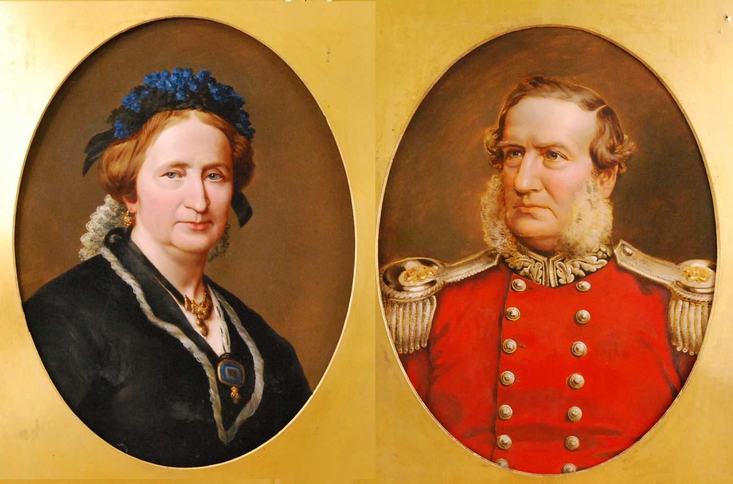 Late 19th century English school - Pair; half-length portraits, probably being members of the