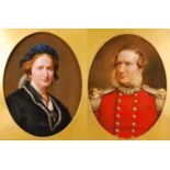 Late 19th century English school - Pair; half-length portraits, probably being members of the