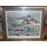 Keith Shackleton (1923-2015) - HMS Endurance in the Ice, limited edition lithograph, pencil signed