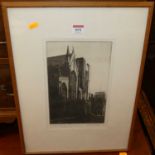 Alfred Blundell (1883-1968) - The cathedral at Bury St Edmunds, etching, signed and titled in pencil
