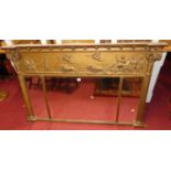 A 19th century gilt wood over mantel mirror, having raised classical frieze with chariot scene