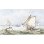 Edward A. Swan - A breezy day, watercolour heightened in white, signed with monogram lower left,