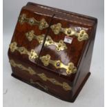 A Victorian burr walnut and brass mounted stationery cabinet, w.33cmThere is a slight gap between