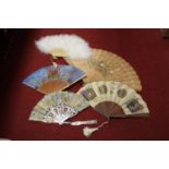 A collection of 19th century and later hand fans, to include a mother of pearl exampleThe mother