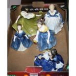 A collection of five Royal Doulton porcelain figures of ladies, to include Lynn and Alison