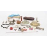 Miscellaneous items to include horse brasses, costume jewellery and antique spectacles