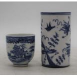 An 18th century Chinese blue and white porcelain tea bowl, h.6cm; together with a continental blue