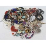 A large quantity of costume jewellery, to include various paste set necklaces, necklets, pendants