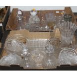 Two boxes of glassware to include decanters and drinking glasses