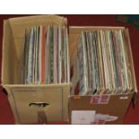 Two boxes of vintage LPs to include The Human League, John Williams, and Wally Whitton