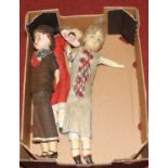 Three various antique dolls, to include wax and bisque headed examples (a.f)
