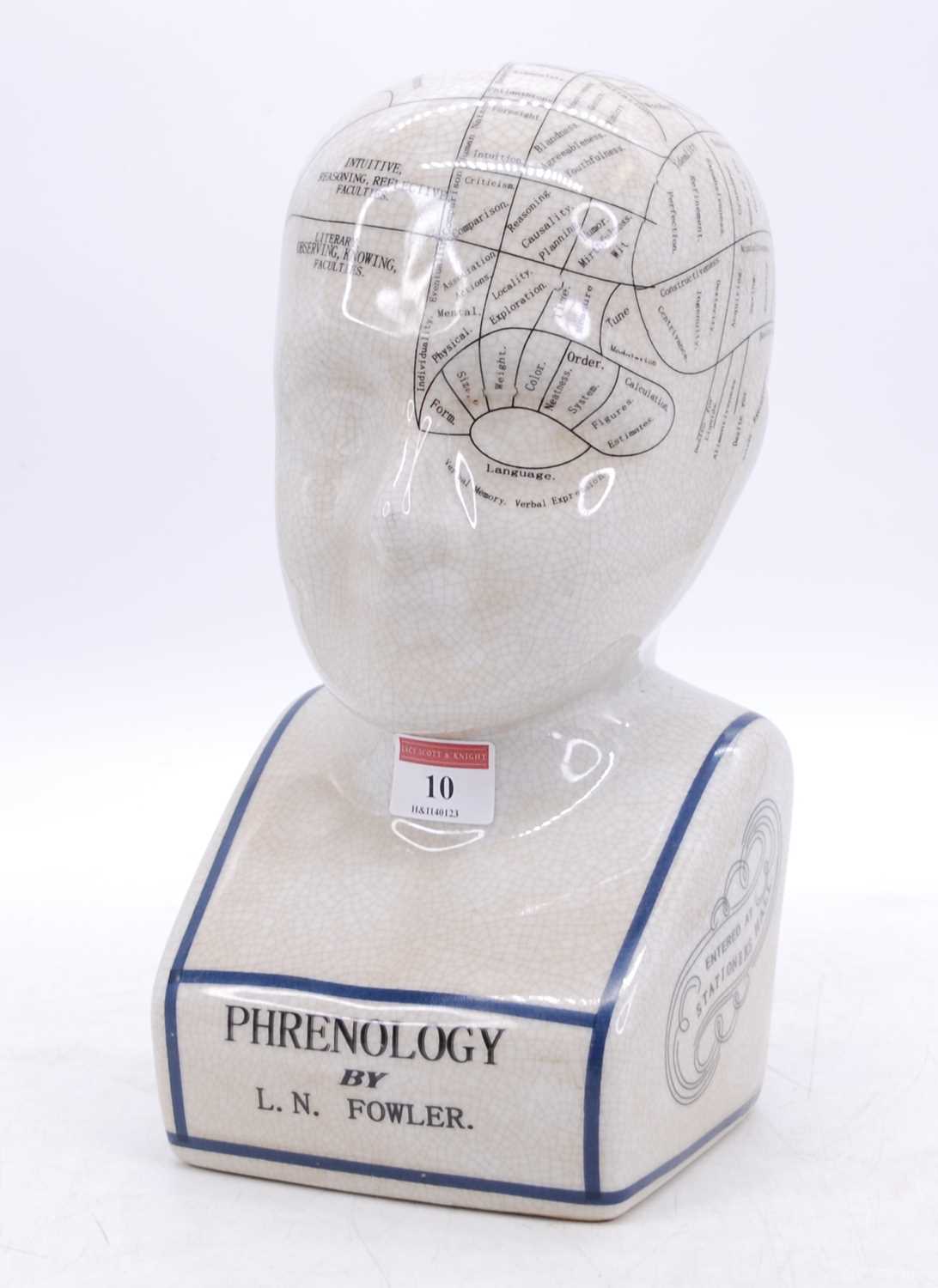 A reproduction Fowler phrenology bust, h.28cm