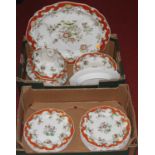 A Victorian floral decorated part dinner service