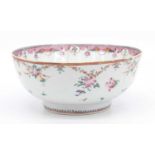 An 18th century Chinese famille rose porcelain bowl, dia. 26cm (a/f)