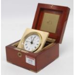 A Tiffany & Co. quartz clock housed within a fitted box, width 11cm