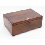 A Victorian mahogany box, on bun feet, width 36cm