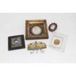 19th century French school - Miniature portrait of an officer, 6 x 5cm; together with other pictures