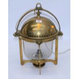 A converted brass ship's lantern table lamp, 40cm high