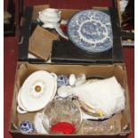 Two boxes containing a collection of ceramics and glassware