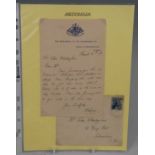 Australia, a collection of stamps and ephemera, to include a letter on The Parliament of the
