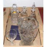 A collection of crystal, to include decanters, and a vase