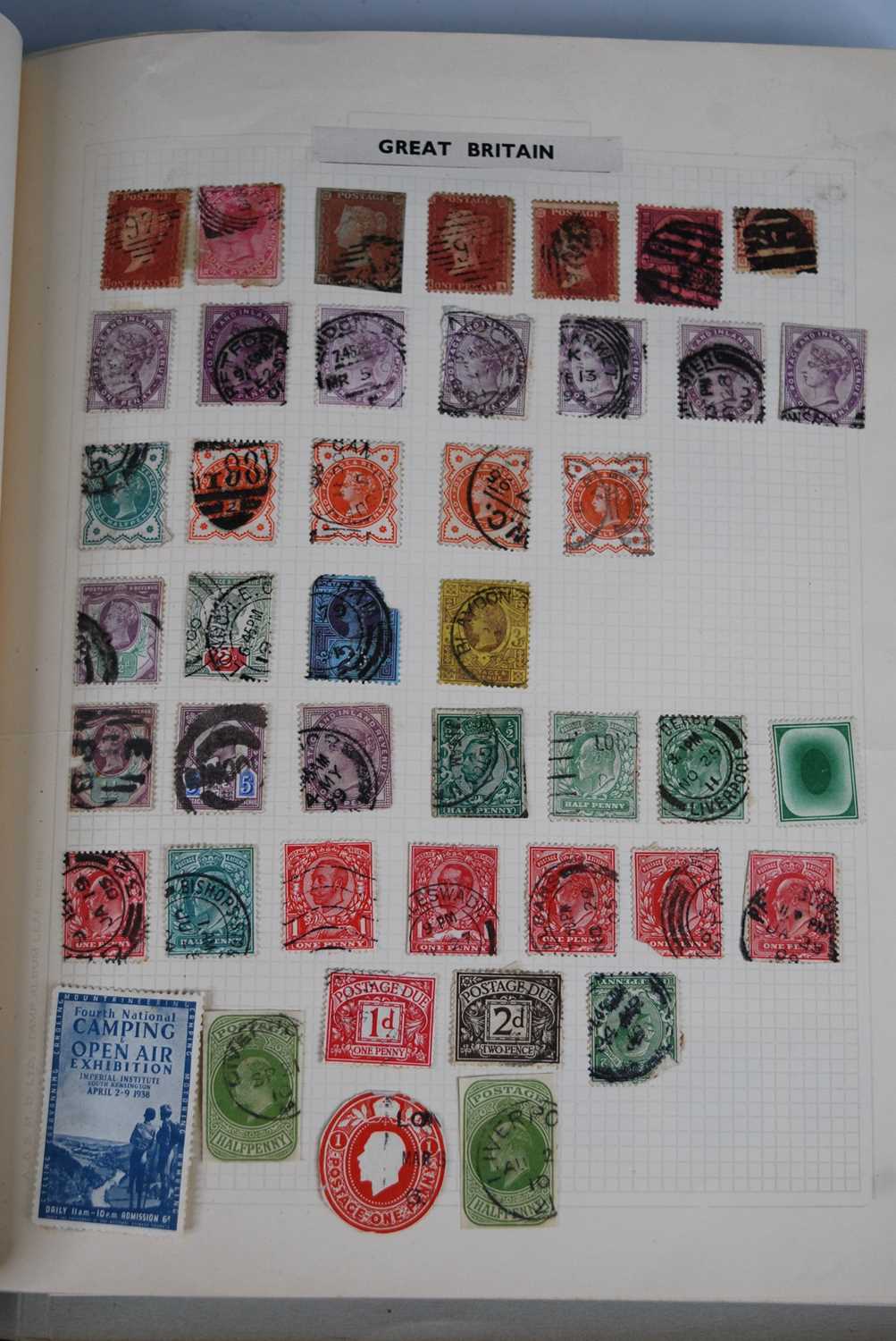 An album of stamps, contents to include GB 1d reds, 1d lilacs, 1935 silver jubilee 1/2d - 2 1/2d