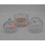 A Dartington crystal vase, height 13cm, together with a further crystal bowl and jar (3)